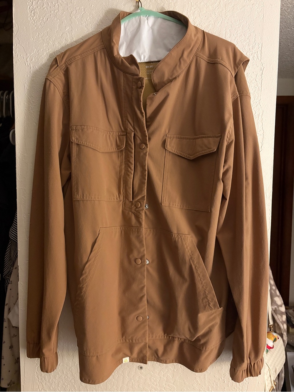 Classic Women's Tan Button Down Athletic Jacket